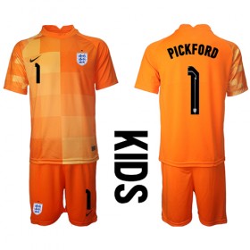 Baby Fußballbekleidung England Jordan Pickford #1 Torwart Auswärtstrikot WM 2022 Kurzarm (+ kurze hosen)